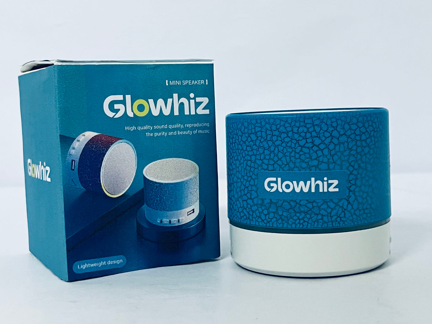 Glowhiz Portable Mini Speaker, Super Bass Stereo Rechargeable Speaker with LED Lights