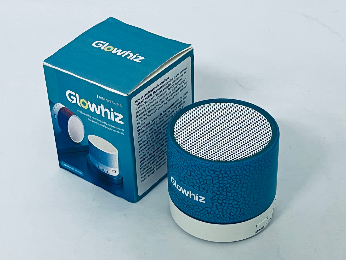 Glowhiz Portable Mini Speaker, Super Bass Stereo Rechargeable Speaker with LED Lights
