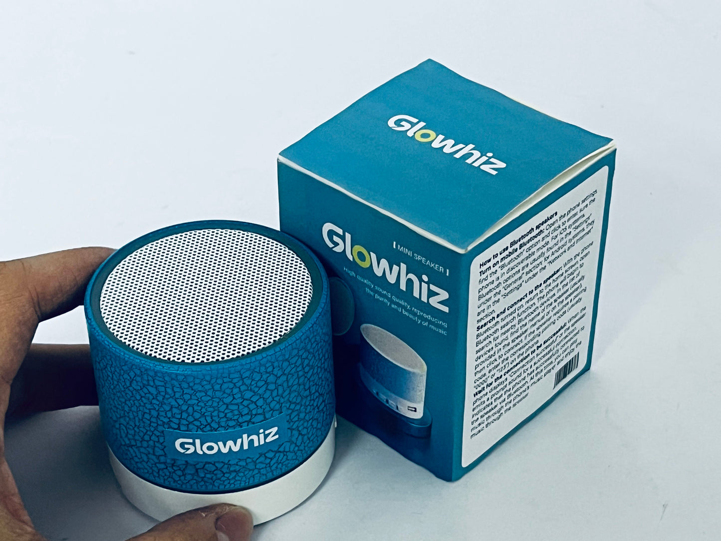 Glowhiz Portable Mini Speaker, Super Bass Stereo Rechargeable Speaker with LED Lights