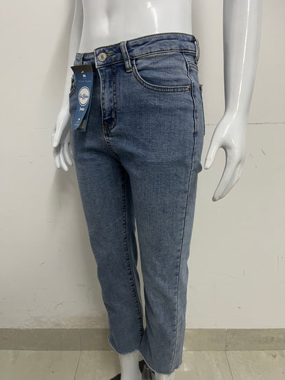[GoAlpine Jeans]-Light Blue Slim-Fit Stretch Jeans - Versatile Tummy Control Straight-Leg Pants