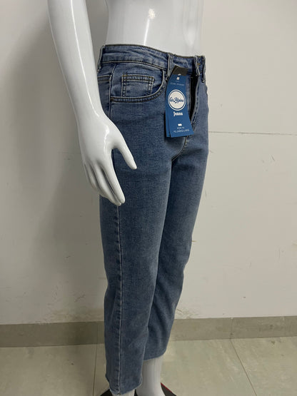 [GoAlpine Jeans]-Light Blue Slim-Fit Stretch Jeans - Versatile Tummy Control Straight-Leg Pants