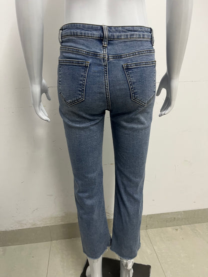 [GoAlpine Jeans]-Light Blue Slim-Fit Stretch Jeans - Versatile Tummy Control Straight-Leg Pants