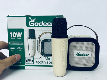 Godeer Mini Karaoke Machine for Kids Adults, Portable Bluetooth Speaker with 2 Wireless Microphones,Toys Birthday Gifts for Girls Ages 4, 5, 6, 7, 8,9,10,11,12+ Family Home Party (Beige)