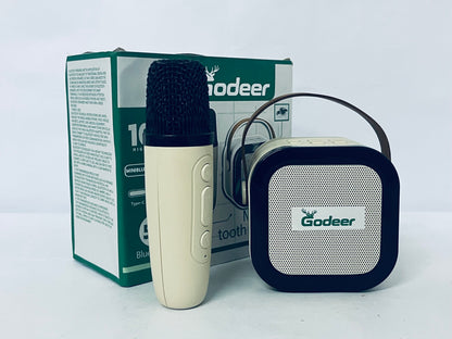 Godeer Mini Karaoke Machine for Kids Adults, Portable Bluetooth Speaker with 2 Wireless Microphones,Toys Birthday Gifts for Girls Ages 4, 5, 6, 7, 8,9,10,11,12+ Family Home Party (Beige)