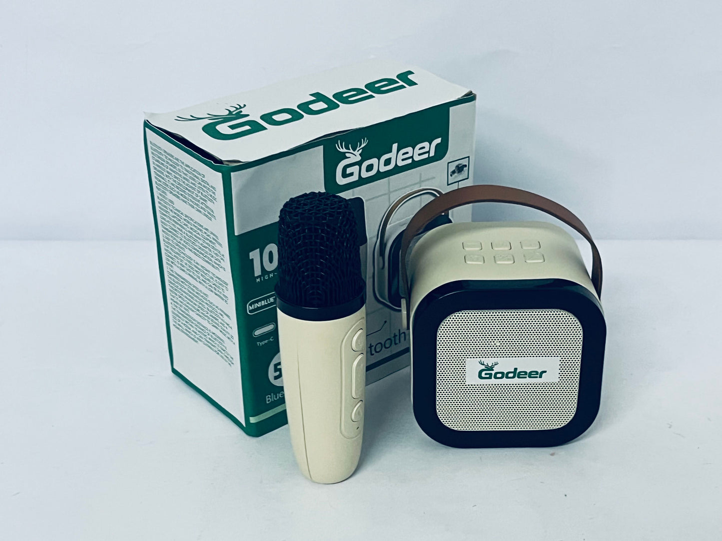 Godeer Mini Karaoke Machine for Kids Adults, Portable Bluetooth Speaker with 2 Wireless Microphones,Toys Birthday Gifts for Girls Ages 4, 5, 6, 7, 8,9,10,11,12+ Family Home Party (Beige)