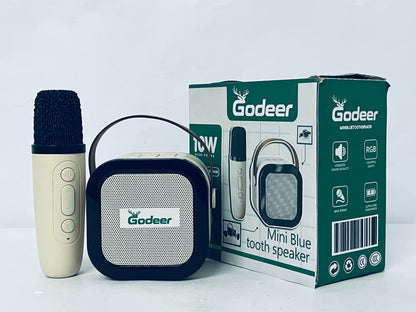 Godeer Mini Karaoke Machine for Kids Adults, Portable Bluetooth Speaker with 2 Wireless Microphones,Toys Birthday Gifts for Girls Ages 4, 5, 6, 7, 8,9,10,11,12+ Family Home Party (Beige)