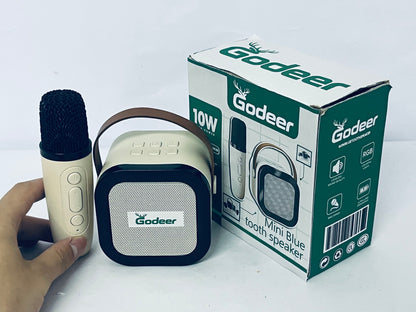 Godeer Mini Karaoke Machine for Kids Adults, Portable Bluetooth Speaker with 2 Wireless Microphones,Toys Birthday Gifts for Girls Ages 4, 5, 6, 7, 8,9,10,11,12+ Family Home Party (Beige)