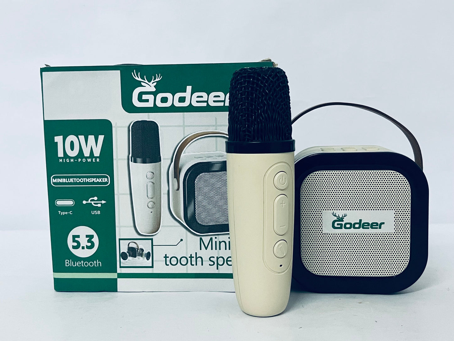 Godeer Mini Karaoke Machine for Kids Adults, Portable Bluetooth Speaker with 2 Wireless Microphones,Toys Birthday Gifts for Girls Ages 4, 5, 6, 7, 8,9,10,11,12+ Family Home Party (Beige)
