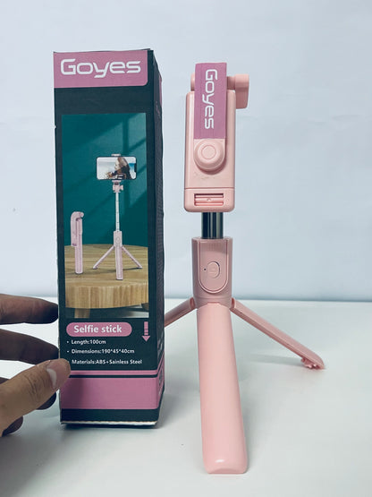 Goyes Multi-Functional Bluetooth Selfie Stick with Tripod 2-in-1 Pink Girly Heart An All-Round Assistant for Live Streaming and Selfie