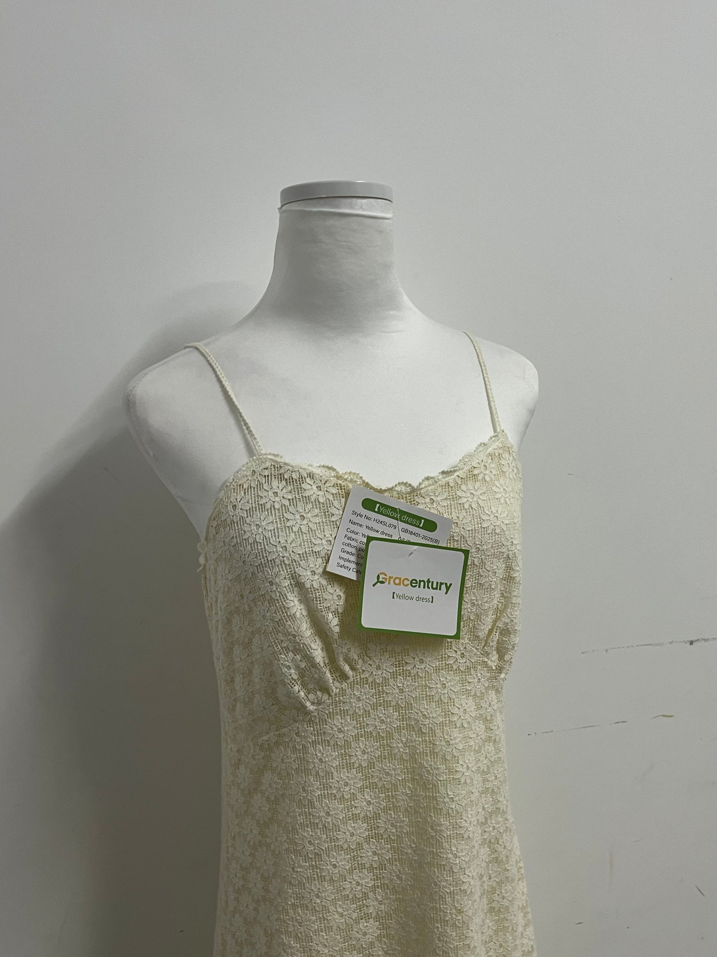 Gracentury Dresses Light Yellow Lace Slip Dress - A Romantic and Elegant Choice for Summer Style