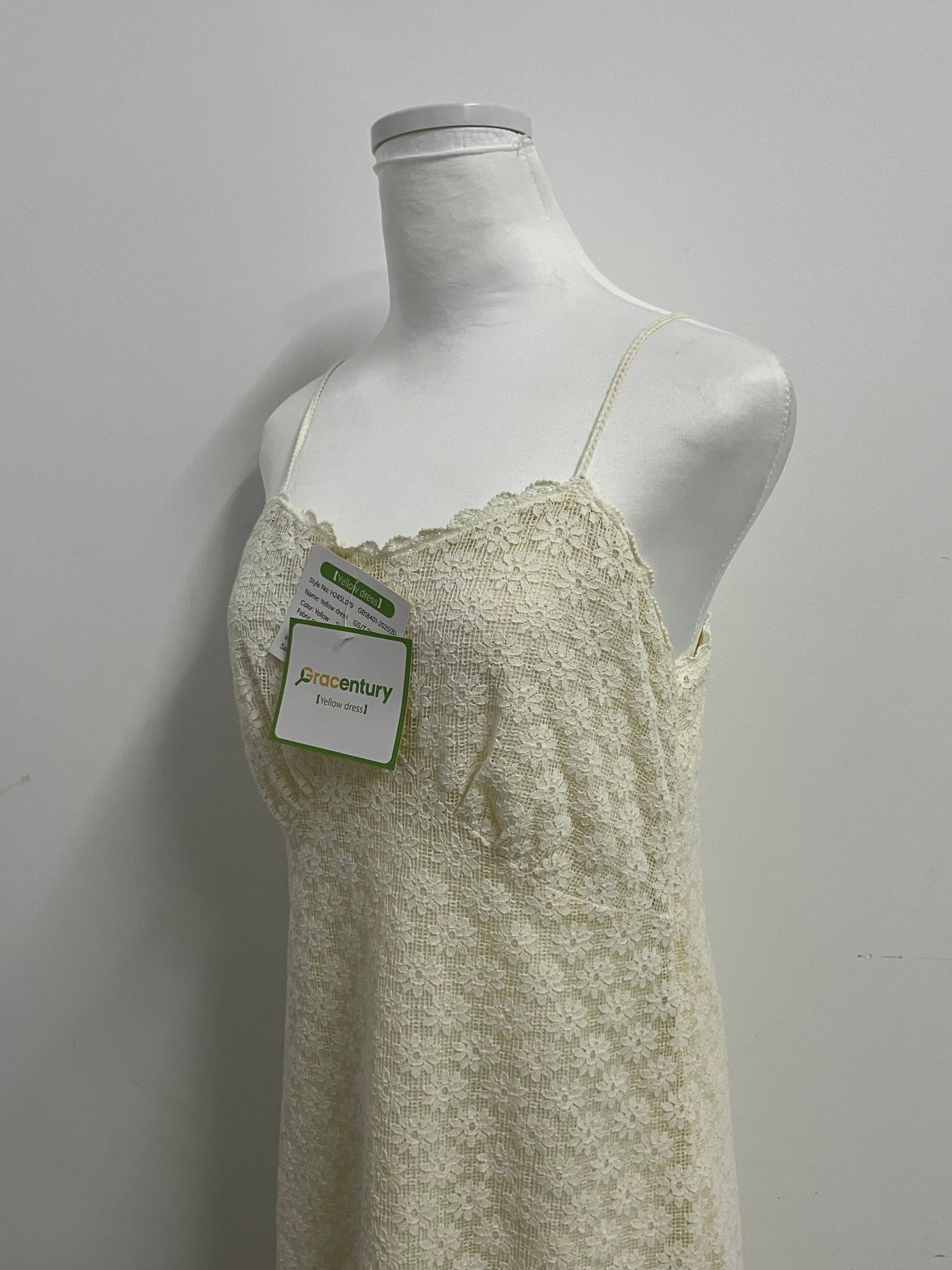 Gracentury Dresses Light Yellow Lace Slip Dress - A Romantic and Elegant Choice for Summer Style