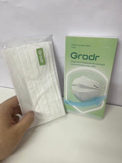 [Grodr Sanitary masks for medical purposes]——Medical Grade Sterile Mask - Individually Wrapped, Bacterial Filtration Rate >99%