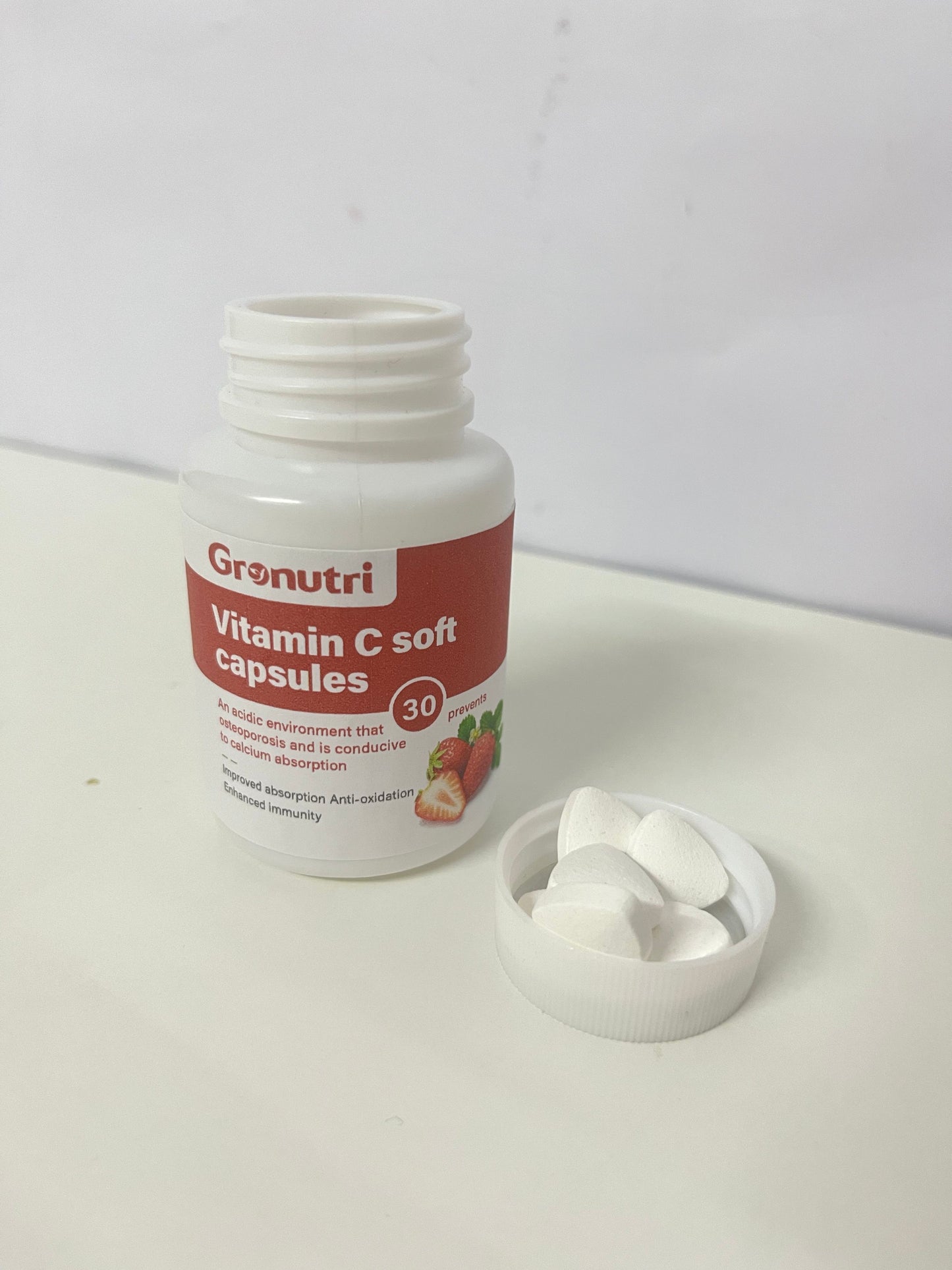 [Gronutri Vitamins]——Vitamin C Soft Capsules - Sweet Strawberry Flavor, High-Efficiency Antioxidant