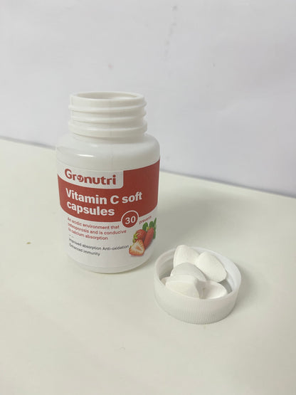 [Gronutri Vitamins]——Vitamin C Soft Capsules - Sweet Strawberry Flavor, High-Efficiency Antioxidant