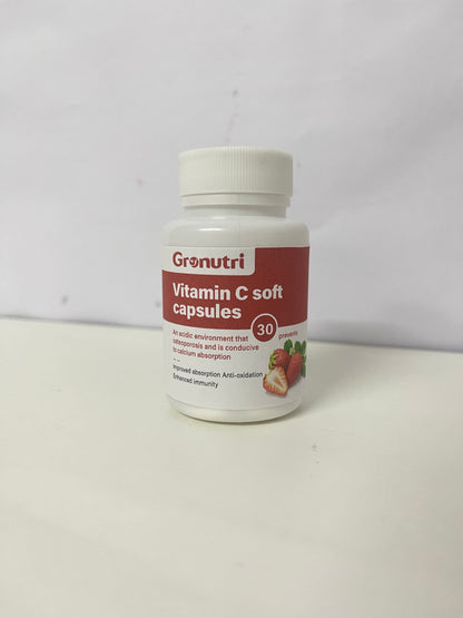 [Gronutri Vitamins]——Vitamin C Soft Capsules - Sweet Strawberry Flavor, High-Efficiency Antioxidant
