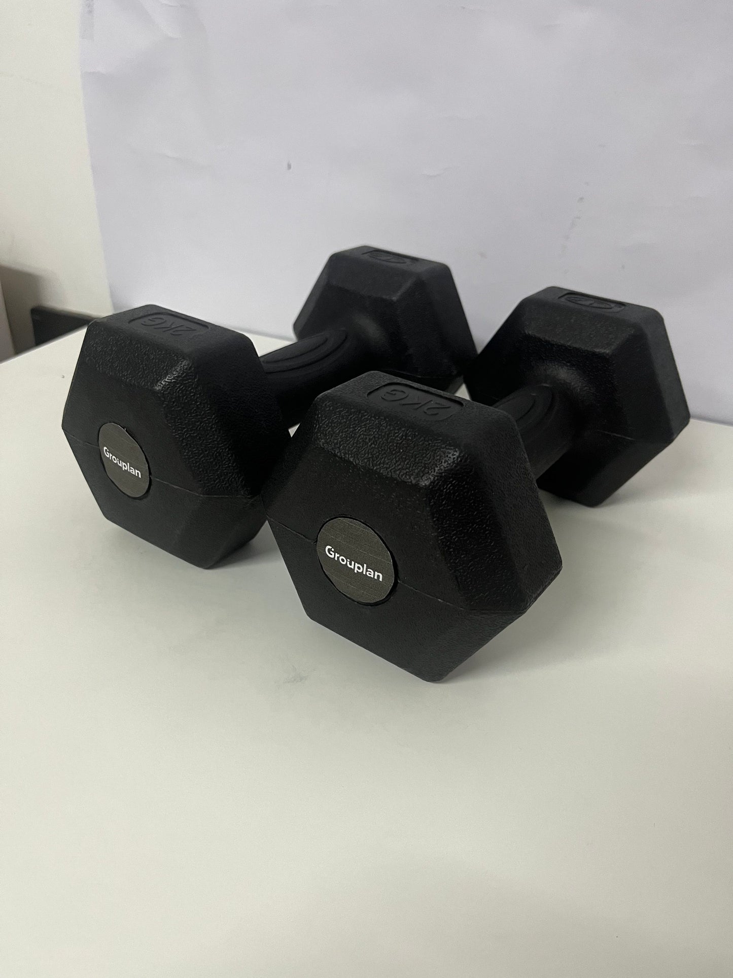 [Grouplan Body-building apparatus]——Grouplan Hexagonal Rubber-Coated Dumbbells - Home Fitness Equipment
