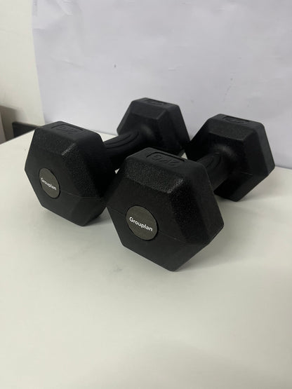 [Grouplan Body-building apparatus]——Grouplan Hexagonal Rubber-Coated Dumbbells - Home Fitness Equipment