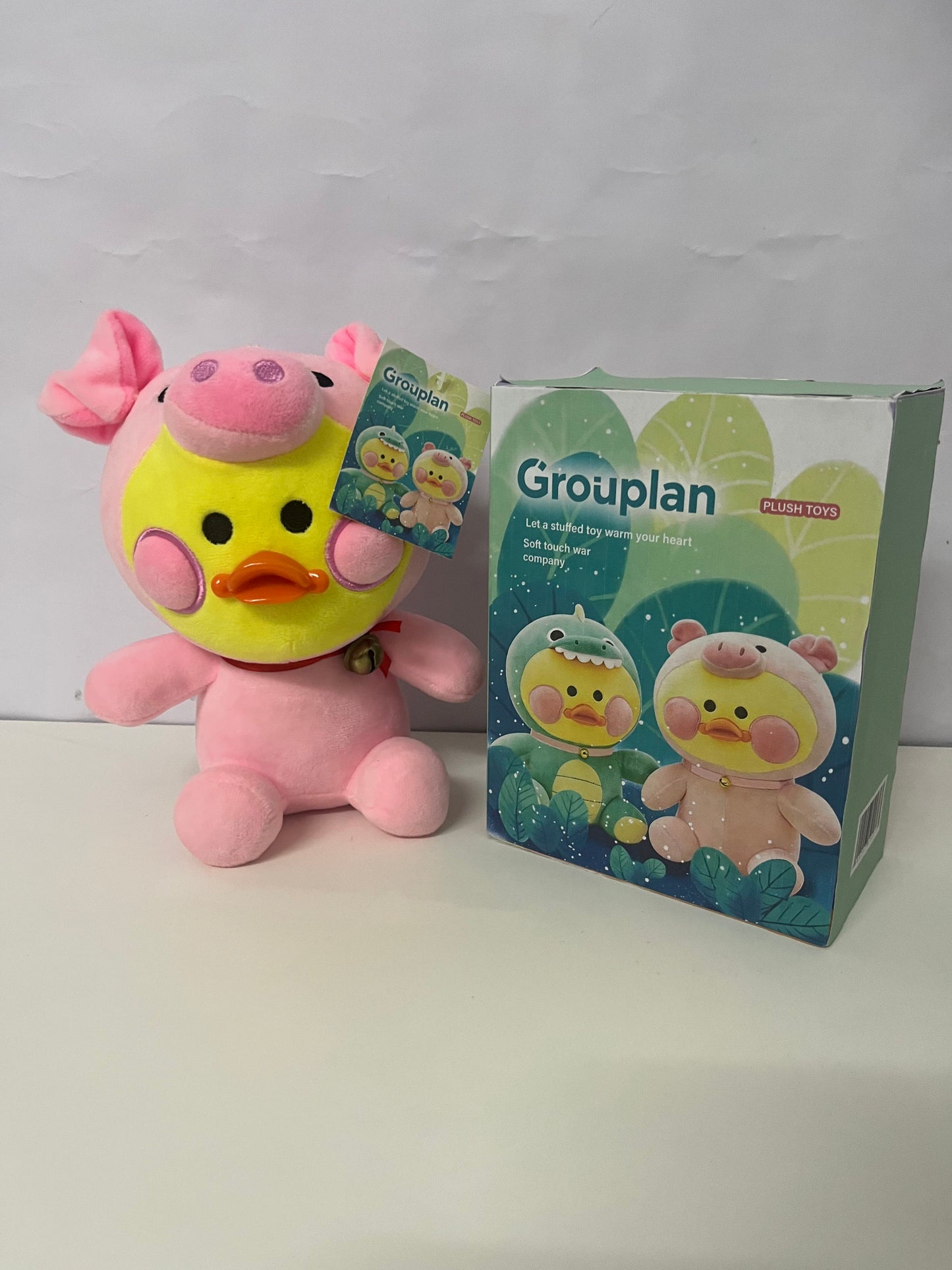 [Grouplan Plush toys]——Grouplan Dress-Up Duck Plush Toy - Pink Pig Edition Cuddly Stuffed Animal
