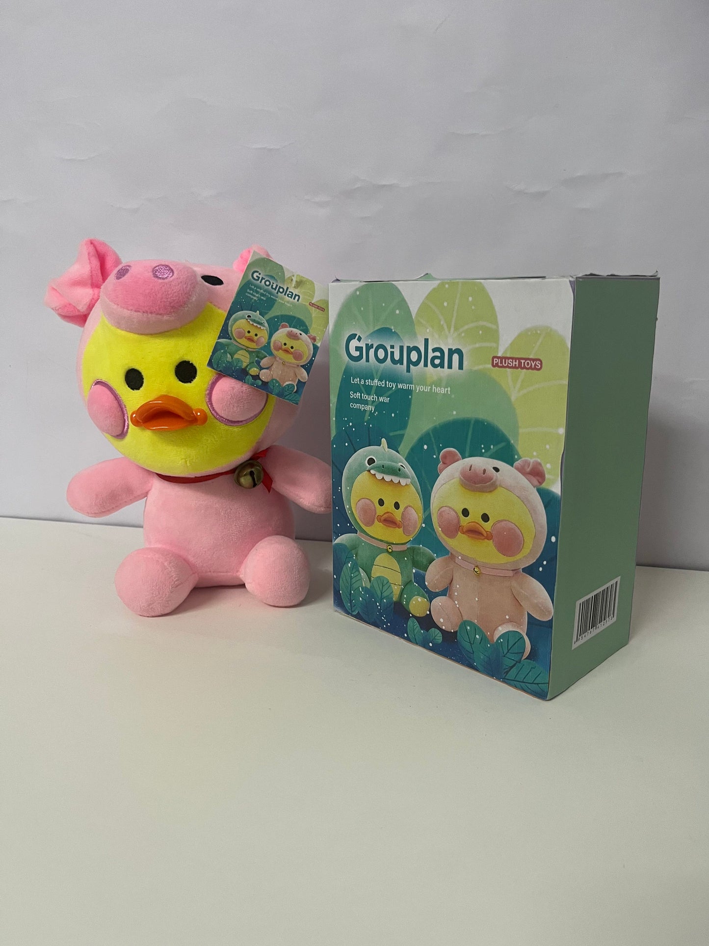 [Grouplan Plush toys]——Grouplan Dress-Up Duck Plush Toy - Pink Pig Edition Cuddly Stuffed Animal