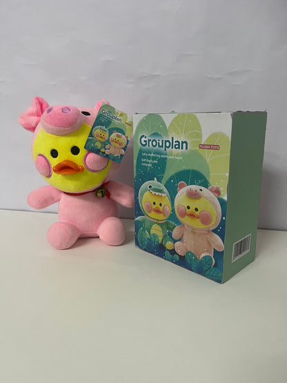 [Grouplan Plush toys]——Grouplan Dress-Up Duck Plush Toy - Pink Pig Edition Cuddly Stuffed Animal