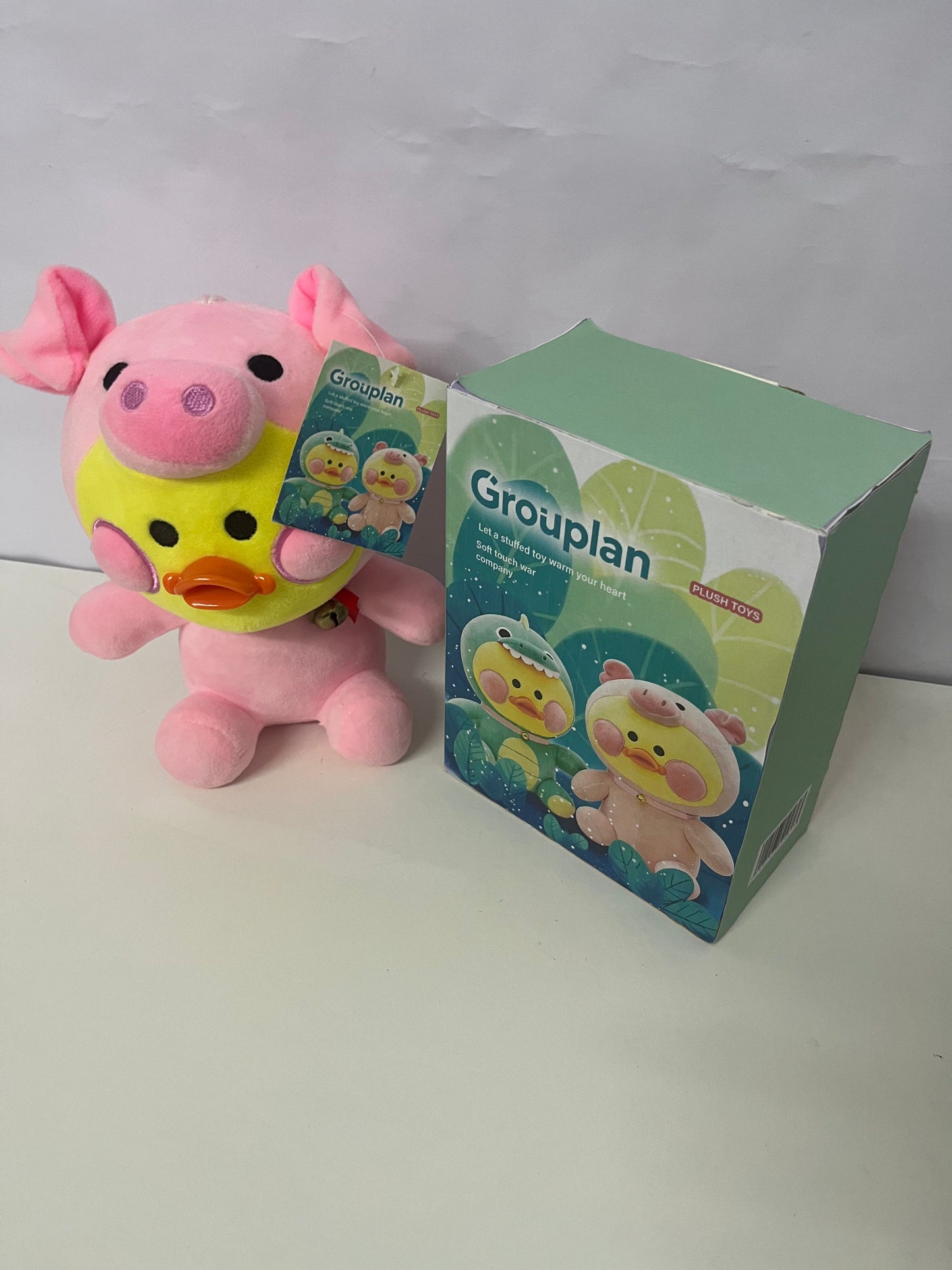 [Grouplan Plush toys]——Grouplan Dress-Up Duck Plush Toy - Pink Pig Edition Cuddly Stuffed Animal
