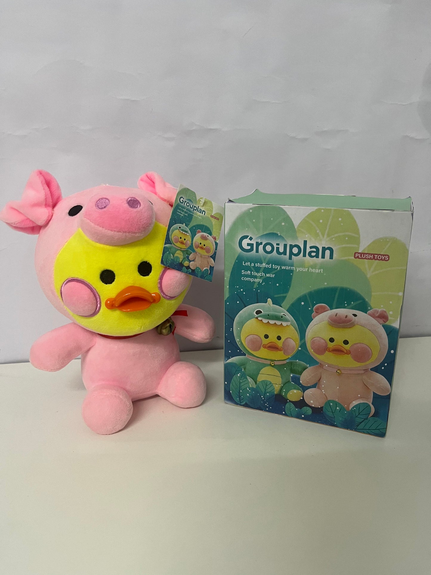 [Grouplan Plush toys]——Grouplan Dress-Up Duck Plush Toy - Pink Pig Edition Cuddly Stuffed Animal