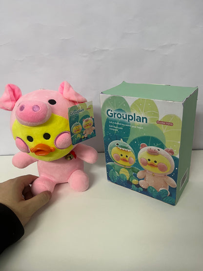 [Grouplan Plush toys]——Grouplan Dress-Up Duck Plush Toy - Pink Pig Edition Cuddly Stuffed Animal
