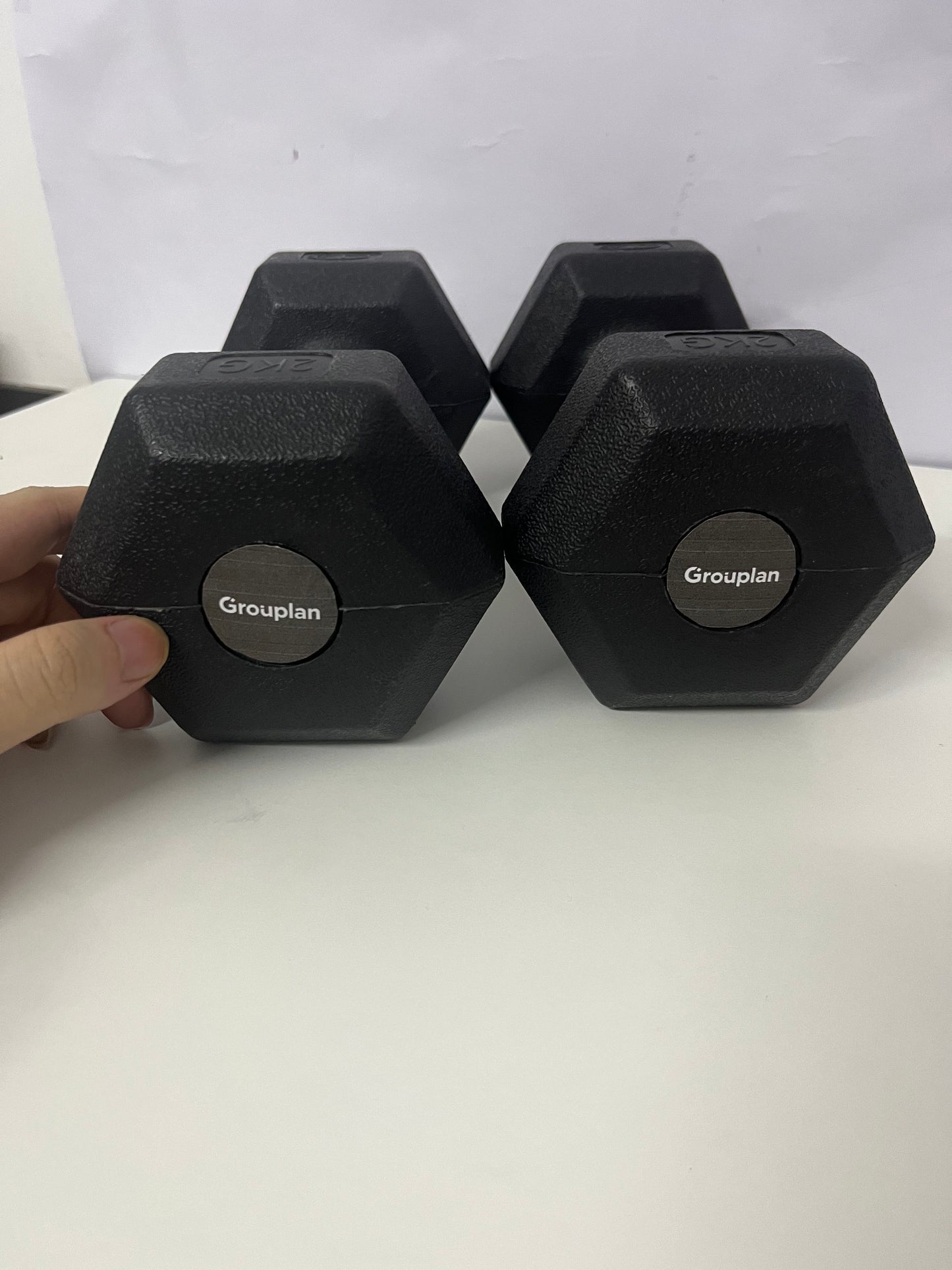 [Grouplan Body-building apparatus]——Grouplan Hexagonal Rubber-Coated Dumbbells - Home Fitness Equipment