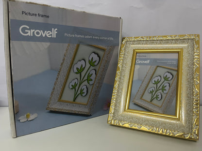 【Grovelf Ornate Cotton Flower Picture Frame】—— Elegant Decor for Cherished Memories