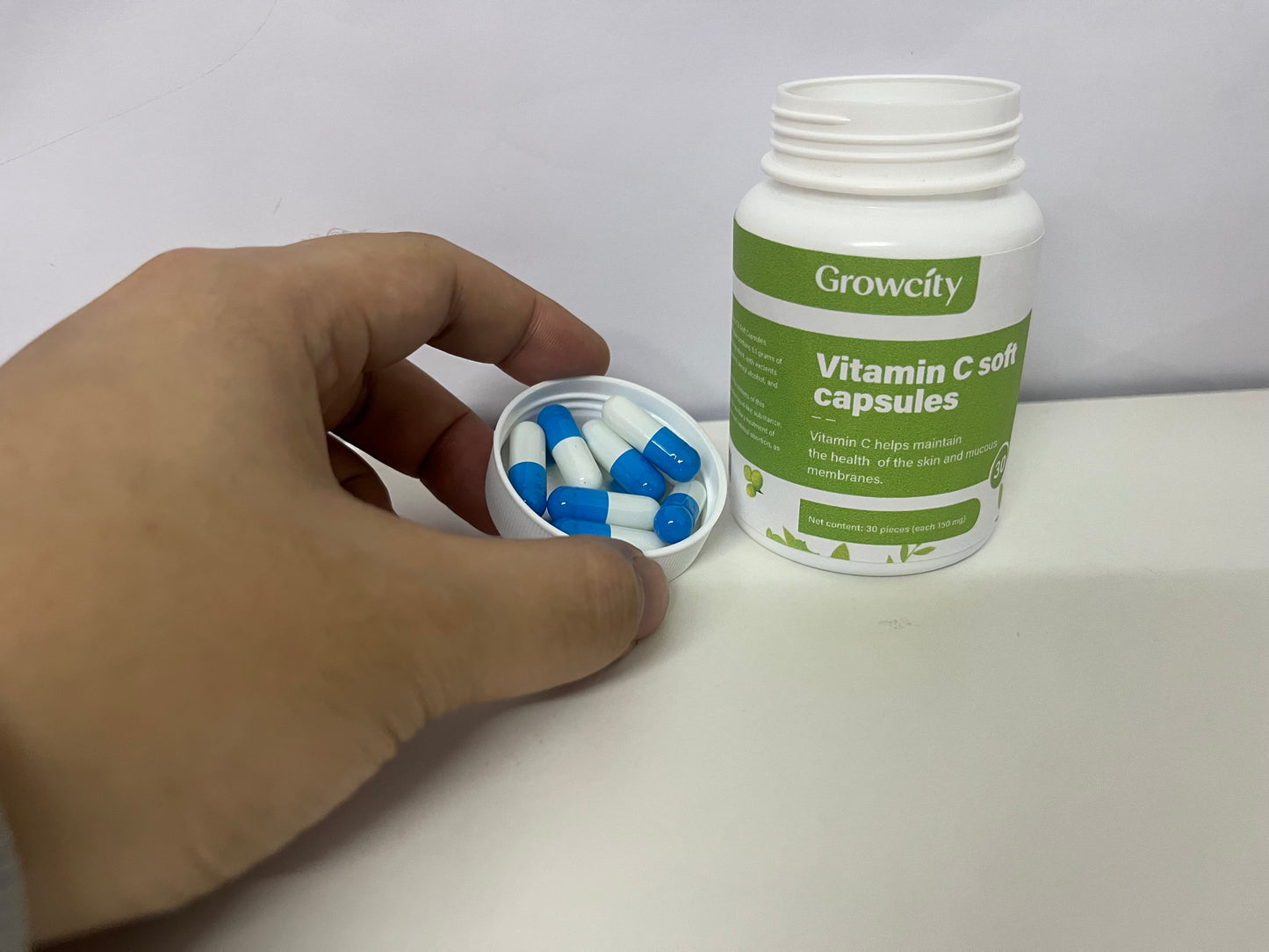 Growcity Vitamin C Soft Capsules 30-Count (150mg Each) Natural Nourishment A Daily Nutritional Supplement for Skin & Mucous Membrane Health