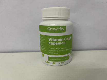 Growcity Vitamin C Soft Capsules 30-Count (150mg Each) Natural Nourishment A Daily Nutritional Supplement for Skin & Mucous Membrane Health
