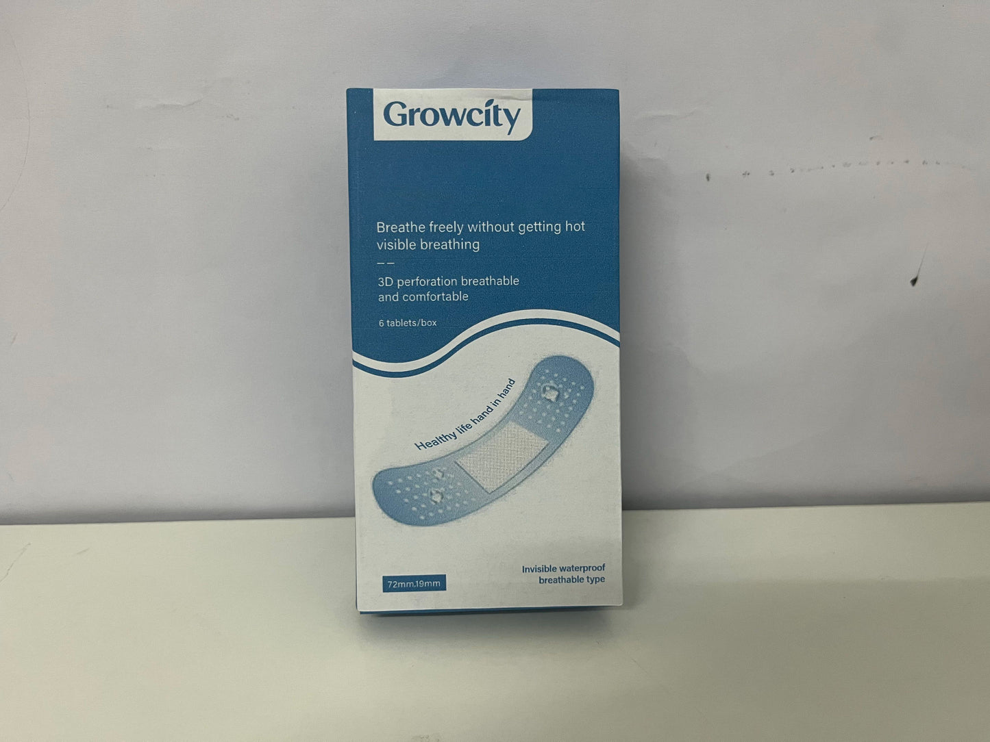 Growcity Breathable Waterproof Bandages 6-Count (72mm×19mm) 3D Perforation Design A Comfortable Protection Tool for Daily Wound Care