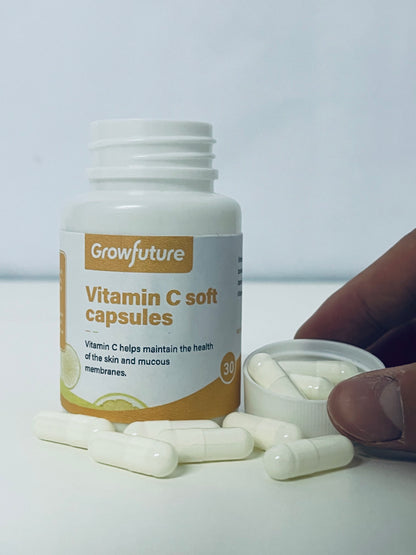 Growfuture Vitamin C Soft Capsules (30-Count): Formulated to Support Skin and Mucous Membrane Health