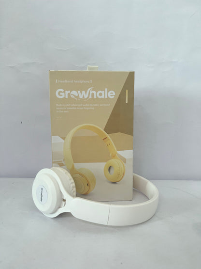 Growhale Ear phones Upgraded Hybrid Noise Cancelling Bluetooth Headphones Over Ear with Mic Soft-Earpads HiFi Stereo Foldable Lightweight Headset Deep Bass for Home Office Cellphone PC White