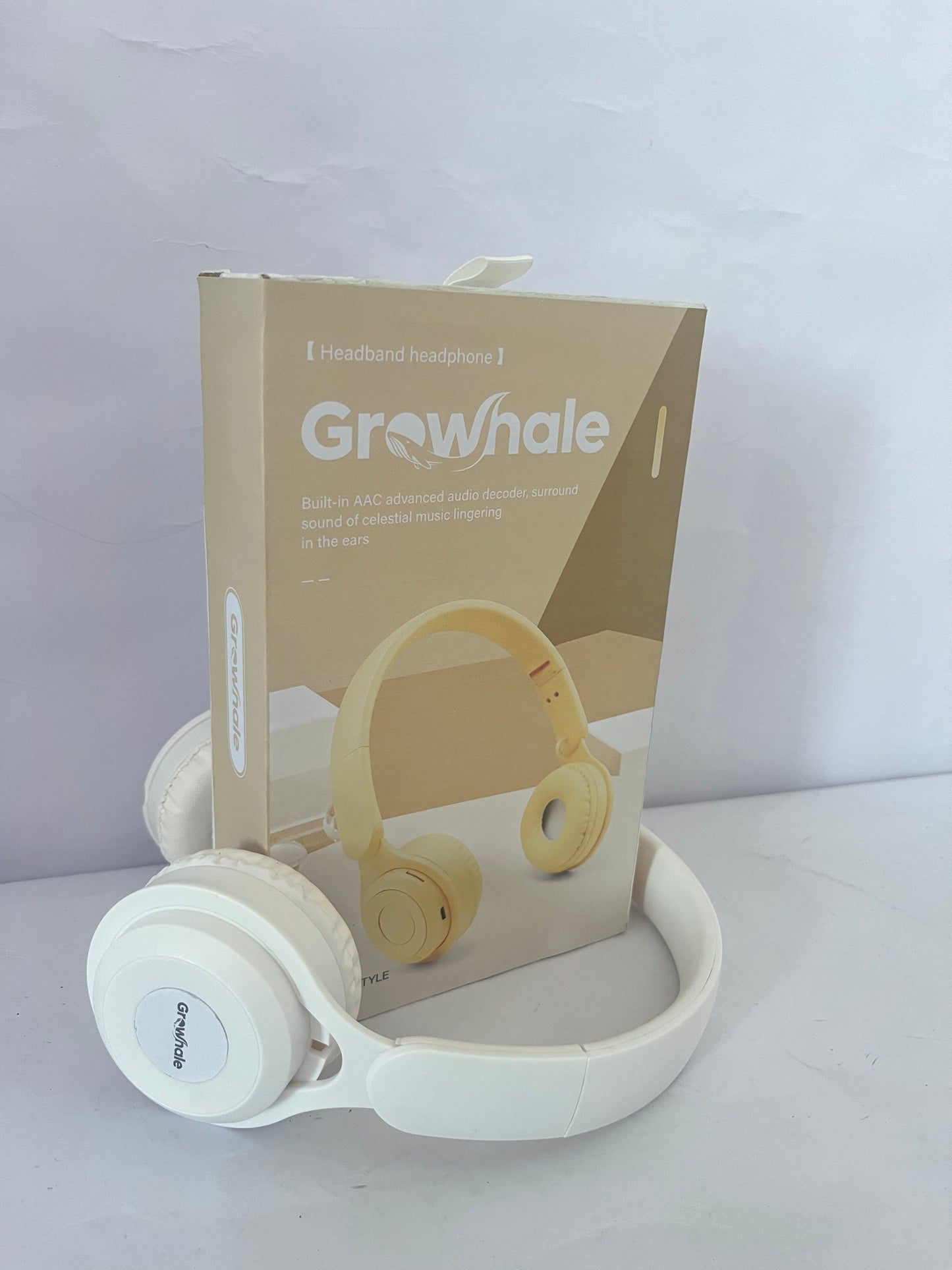 Growhale Ear phones Upgraded Hybrid Noise Cancelling Bluetooth Headphones Over Ear with Mic Soft-Earpads HiFi Stereo Foldable Lightweight Headset Deep Bass for Home Office Cellphone PC White