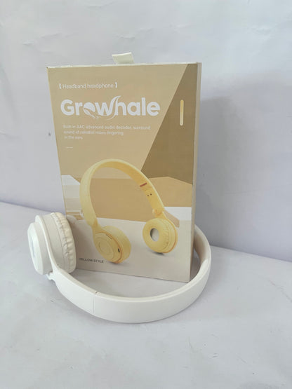 Growhale Ear phones Upgraded Hybrid Noise Cancelling Bluetooth Headphones Over Ear with Mic Soft-Earpads HiFi Stereo Foldable Lightweight Headset Deep Bass for Home Office Cellphone PC White