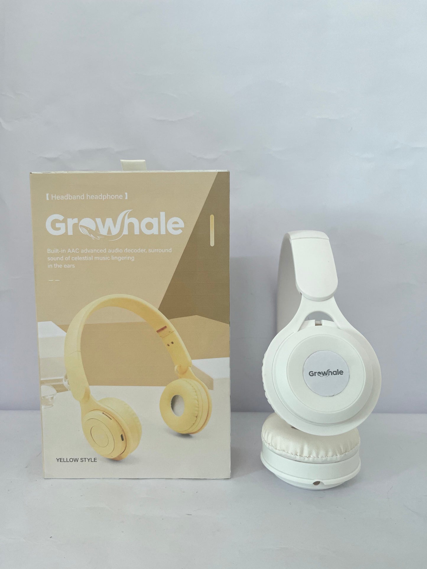 Growhale Ear phones Upgraded Hybrid Noise Cancelling Bluetooth Headphones Over Ear with Mic Soft-Earpads HiFi Stereo Foldable Lightweight Headset Deep Bass for Home Office Cellphone PC White