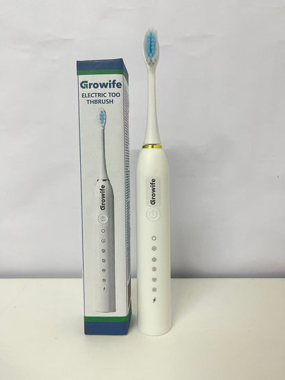 Growife Electrical Toothbrush - White with Gold Accent, Multi-Mode Electric Toothbrush with Soft Bristles for Deep Cleaning & Gum Care, Portable Oral Care Tool for Home/Travel