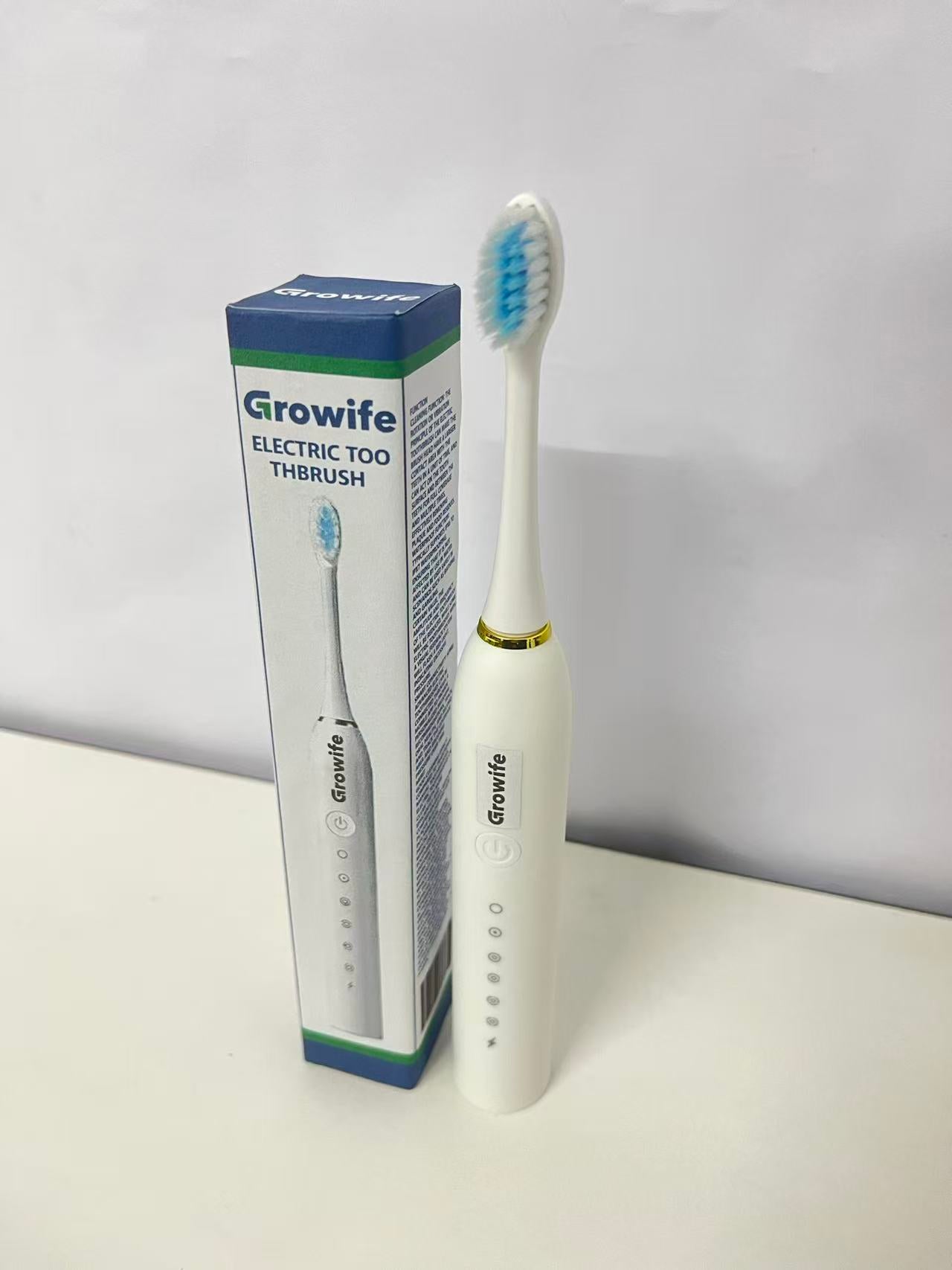 Growife Electrical Toothbrush - White with Gold Accent, Multi-Mode Electric Toothbrush with Soft Bristles for Deep Cleaning & Gum Care, Portable Oral Care Tool for Home/Travel