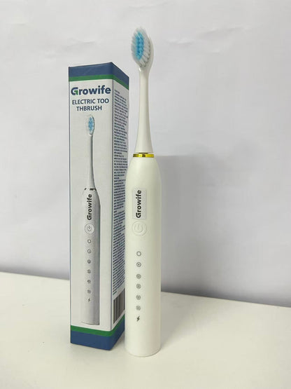 Growife Electrical Toothbrush - White with Gold Accent, Multi-Mode Electric Toothbrush with Soft Bristles for Deep Cleaning & Gum Care, Portable Oral Care Tool for Home/Travel