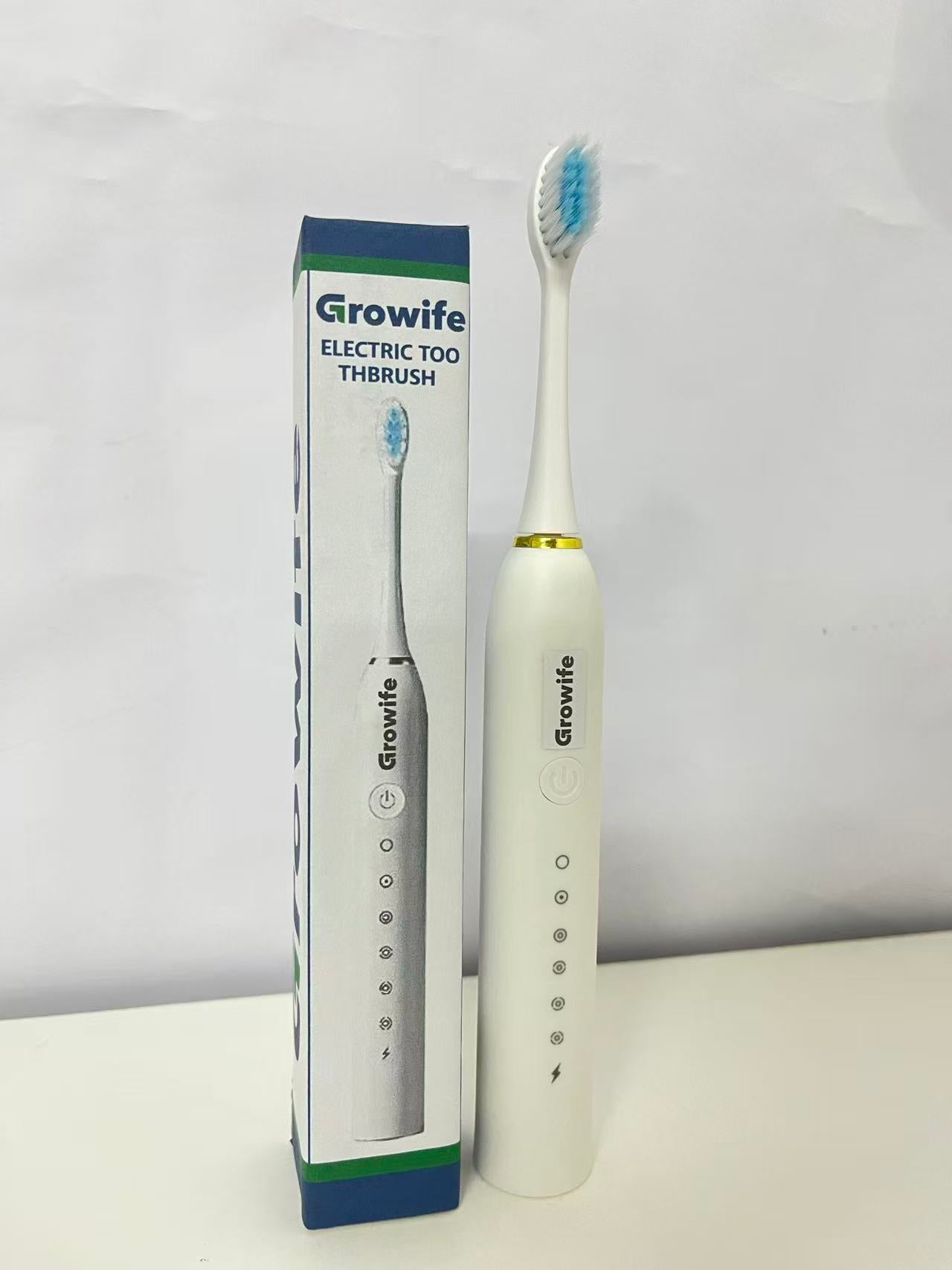 Growife Electrical Toothbrush - White with Gold Accent, Multi-Mode Electric Toothbrush with Soft Bristles for Deep Cleaning & Gum Care, Portable Oral Care Tool for Home/Travel