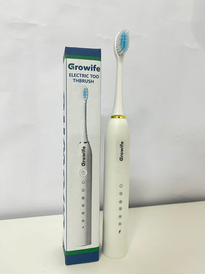 Growife Electrical Toothbrush - White with Gold Accent, Multi-Mode Electric Toothbrush with Soft Bristles for Deep Cleaning & Gum Care, Portable Oral Care Tool for Home/Travel