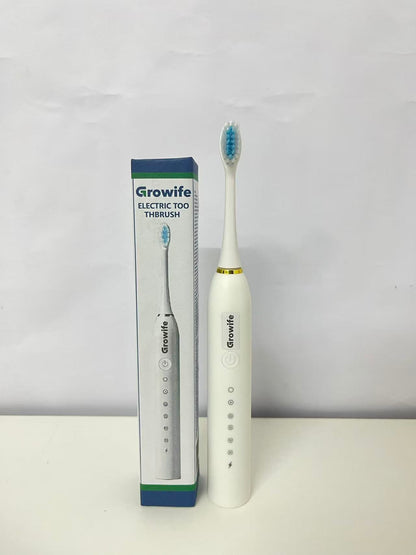 Growife Electrical Toothbrush - White with Gold Accent, Multi-Mode Electric Toothbrush with Soft Bristles for Deep Cleaning & Gum Care, Portable Oral Care Tool for Home/Travel