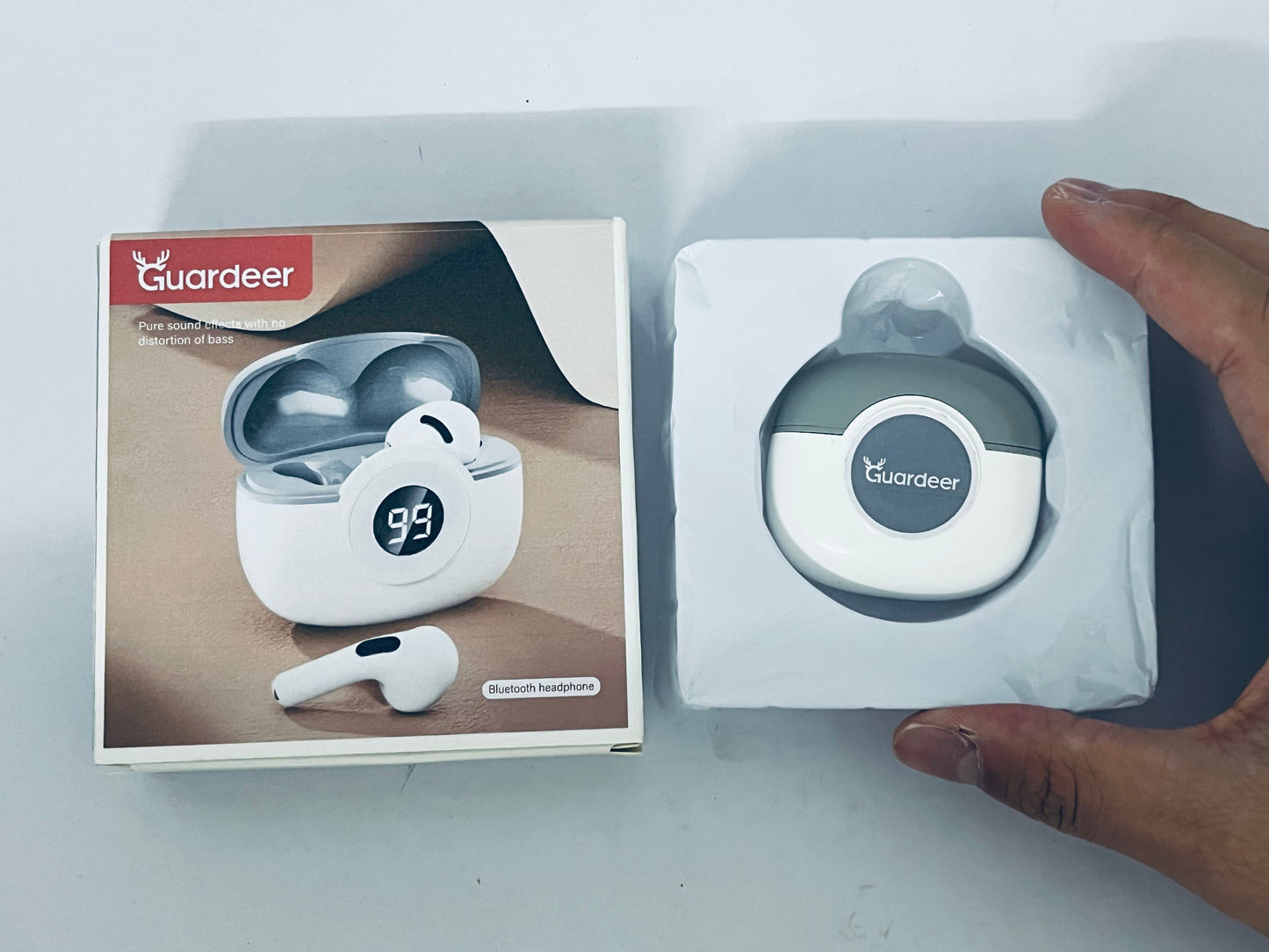Guardeer Wireless Earbuds, Bluetooth V5.3 with Long Playtime, IPX5 Waterproof Dustproof  Earphone Touch Control Earphone for Fitness Sport Work Travel Gaming  (White, Mini)