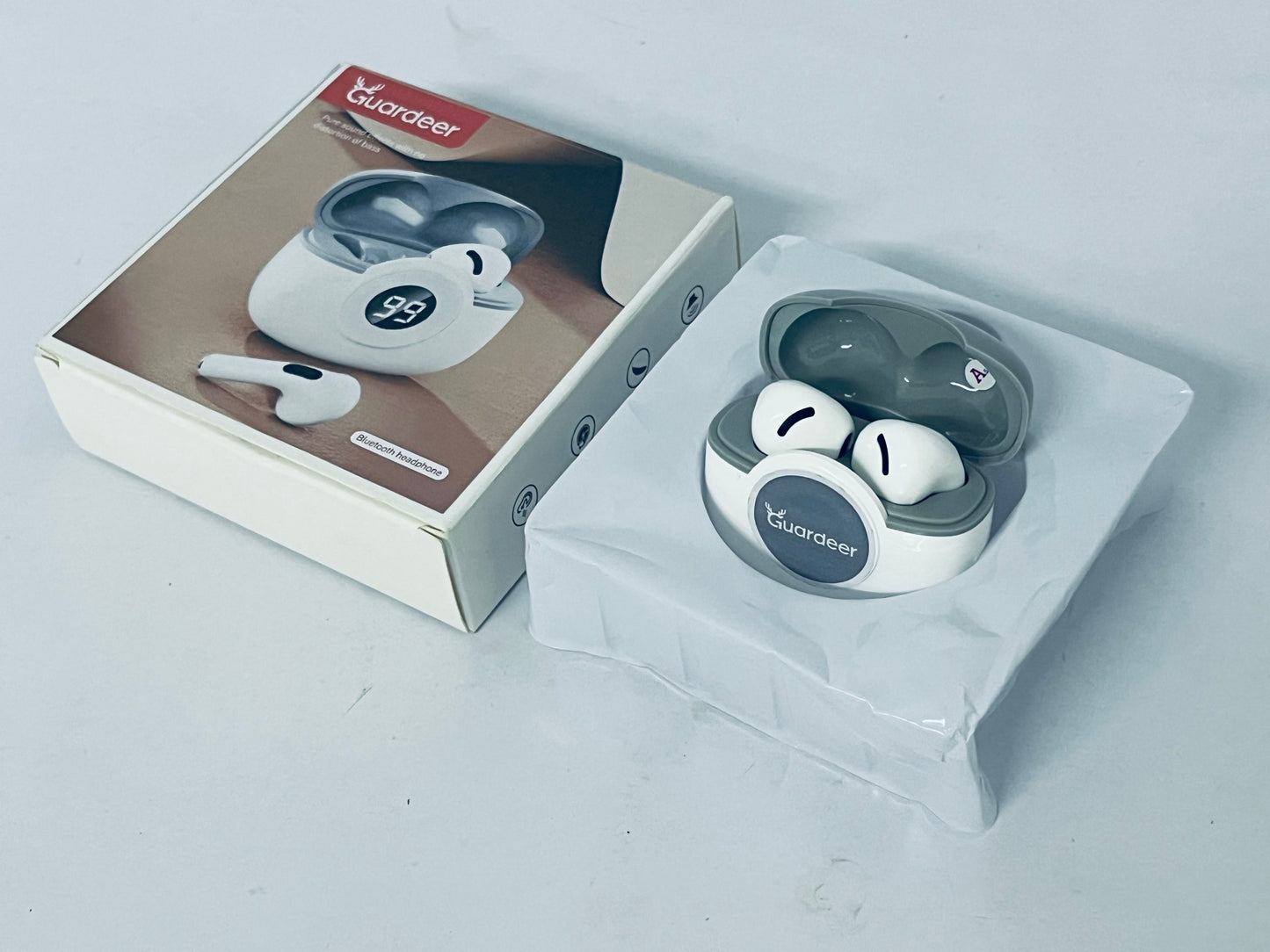 Guardeer Wireless Earbuds, Bluetooth V5.3 with Long Playtime, IPX5 Waterproof Dustproof  Earphone Touch Control Earphone for Fitness Sport Work Travel Gaming  (White, Mini)