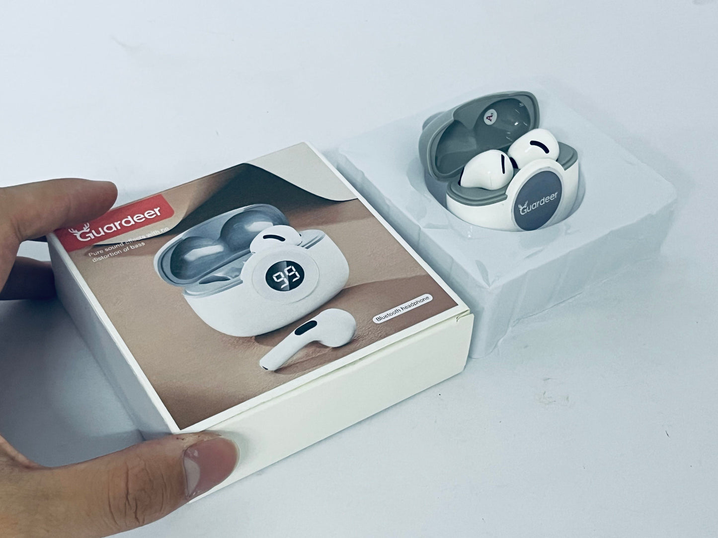 Guardeer Wireless Earbuds, Bluetooth V5.3 with Long Playtime, IPX5 Waterproof Dustproof  Earphone Touch Control Earphone for Fitness Sport Work Travel Gaming  (White, Mini)