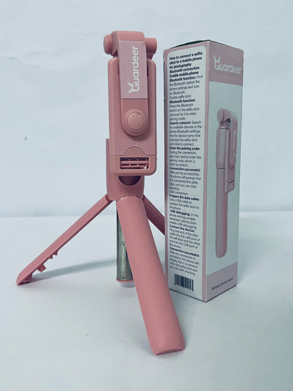 Guardeer   67‘’ Selfie Stick Tripod, Phone Tripod with Wireless Remote Control, Portable Selfie Stick for Photograph, Live Streaming, Video Recording, Compatible with All Cell Phones, Pink