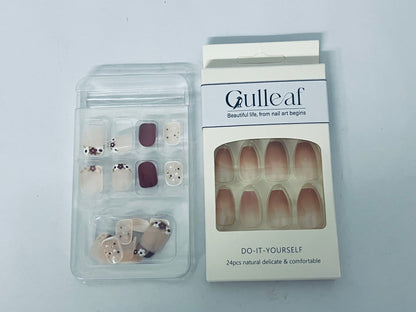 Gulleaf Full-Cover Nails, Press On Nails, Nail glue included, 'Short Square', Clear, Short Size, Squoval Shape, Includes 24 Nails
