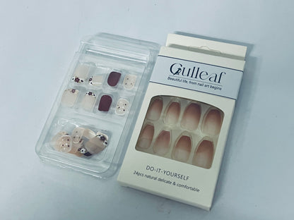 Gulleaf Full-Cover Nails, Press On Nails, Nail glue included, 'Short Square', Clear, Short Size, Squoval Shape, Includes 24 Nails