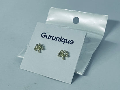 Gurunique Gold Stud Earrings Set for Women , Fashion  Cubic Zirconia Tree Earrings Packs Piercings, Hypoallergenic Stud Hoops Earrings for Gift
